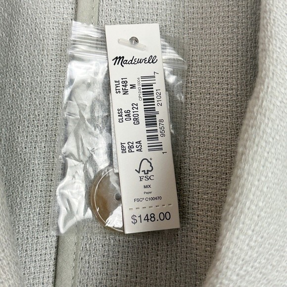 NWT Madewell Breezewoven Larsen Linen Blazer in Pale Sage Gray Green M - Picture 8 of 15